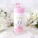 Claris: Pink Drink Bottle with Straw (410ml)