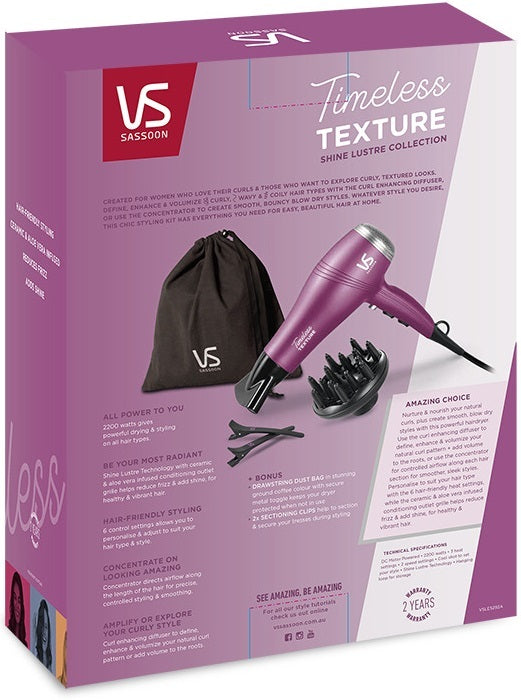 VS Sassoon: Shine Lustre Timeless Texture Hair Dryer