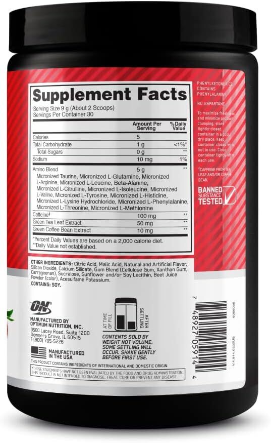 Optimum Nutrition Essential Amino Energy - Juicy Strawberry (270g) x 30 Servings