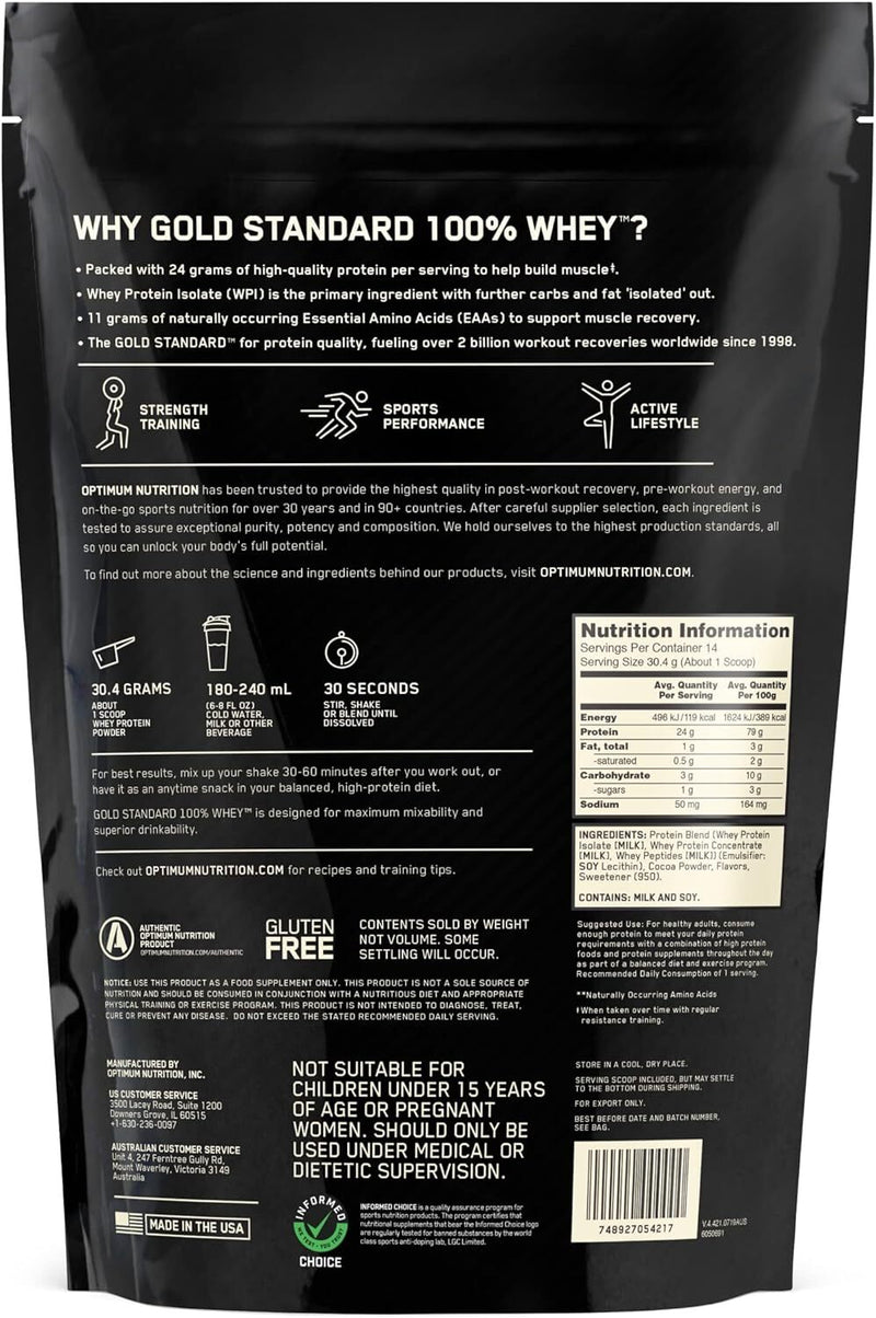 Optimum Nutrition Gold Standard 100% Whey Protein - Double Rich Chocolate - 454g