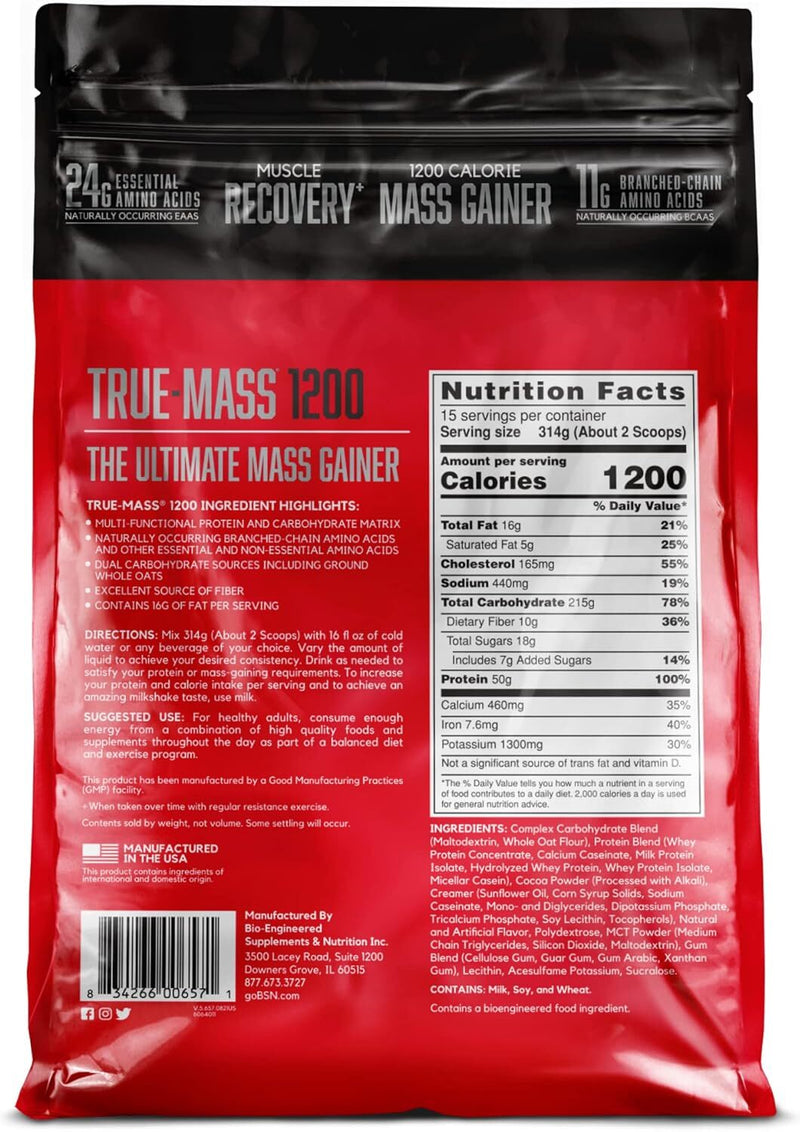 BSN TrueMass 1200 Protein Powder - Chocolate (4.71kg) x 15 Servings