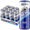 Optimum Nutrition Essential Amin.o. Energy + Electrolytes Sparkling Ready to Drink Cans - Blue Lemon (355ml) x 12