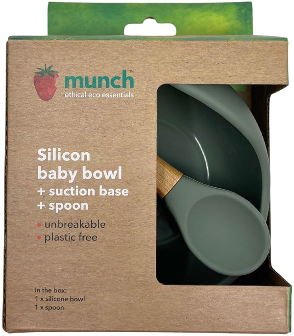 Munch: Baby Silicone Bowl And Spoon - Navy