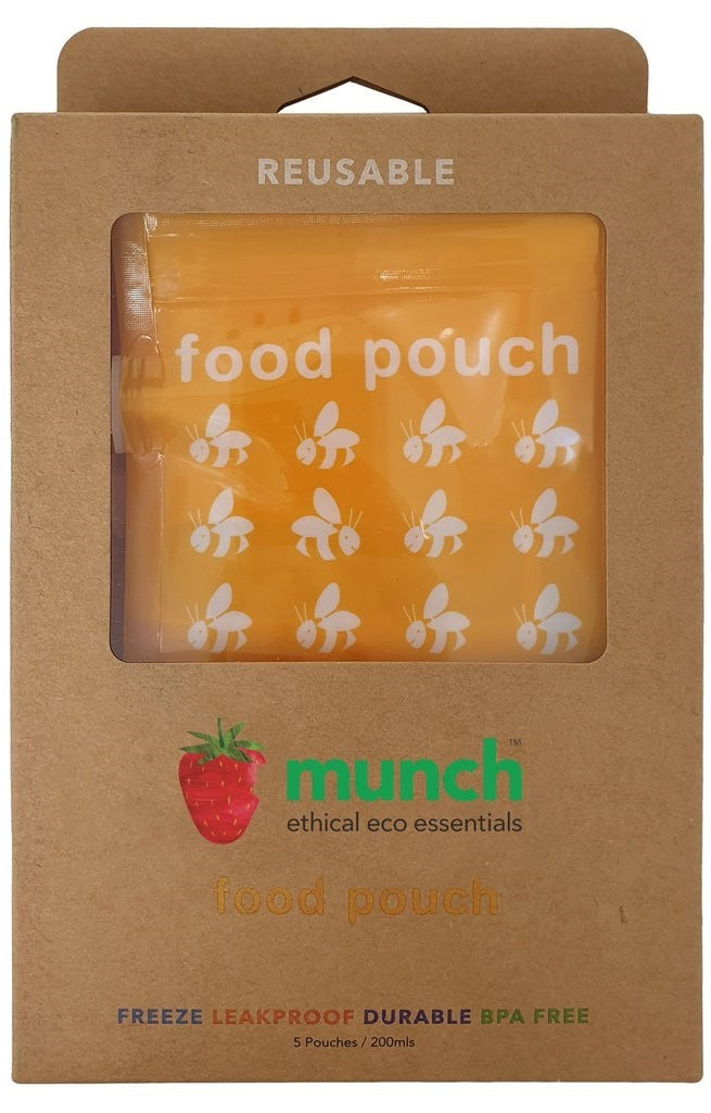 Munch: Reusable Food Pouch - Yellow (5 Pack)