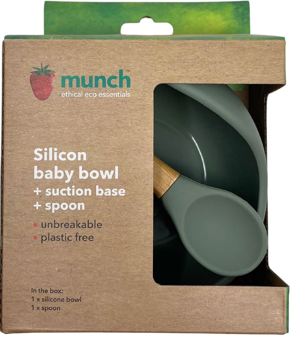 Munch: Baby Silicone Bowl And Spoon - Green