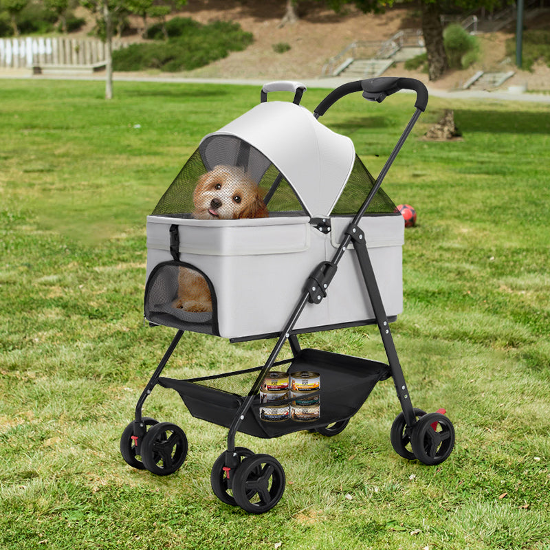 ZOOMIES 3-in-1 Foldable Pet Stroller - Grey