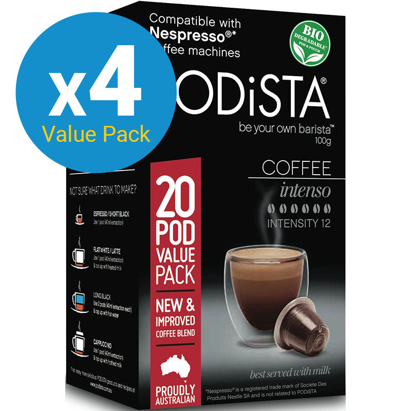 Podista Intenso Coffee Pods 20s (4 Pack)