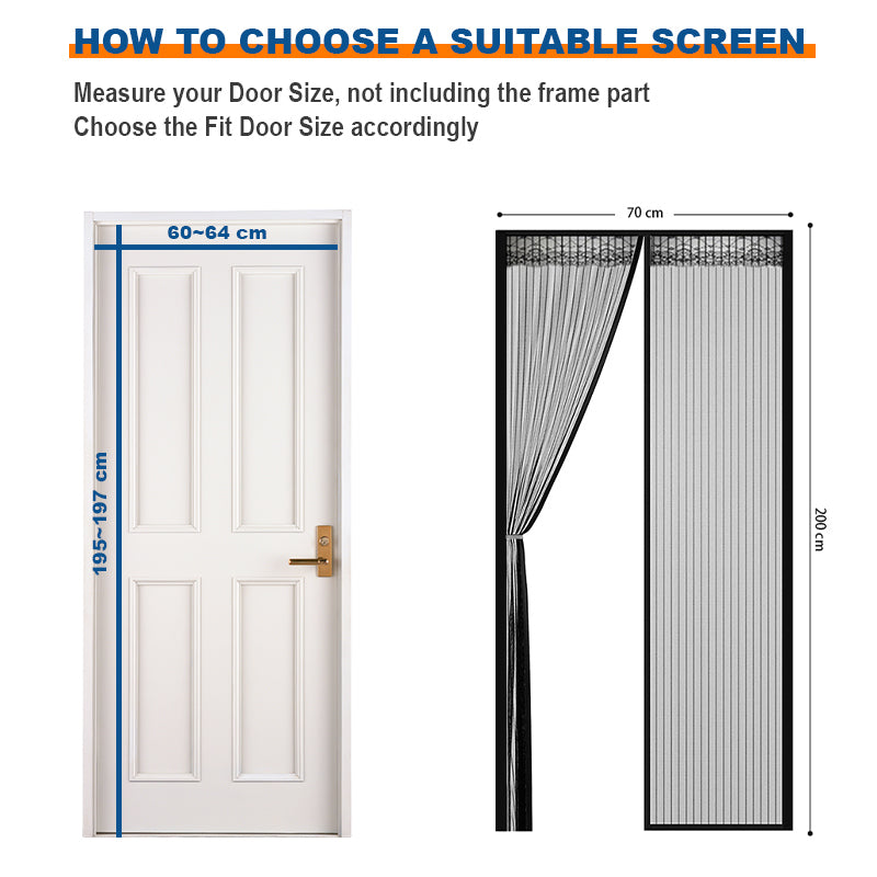 COMFEYA 70x200cm Magnetic Screen Door - Black