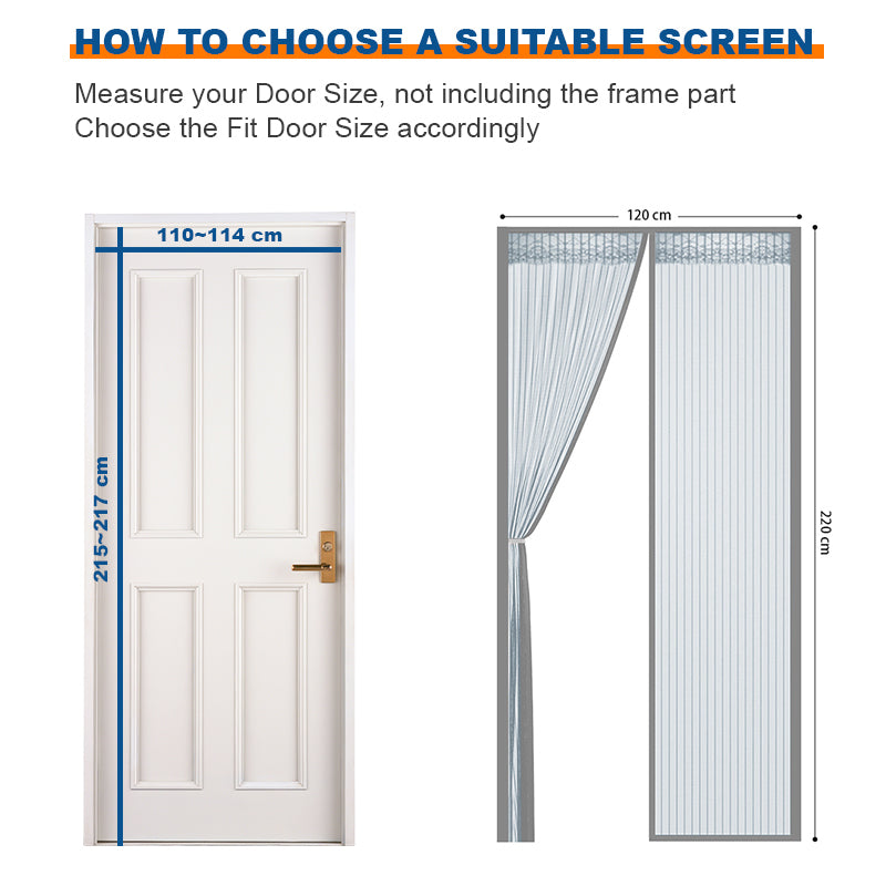 COMFEYA 120x220cm Magnetic Screen Door - Silver