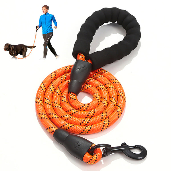 ZOOMIES 1.5M Reflective Threads Dog Leash with Padded Handle - Orange