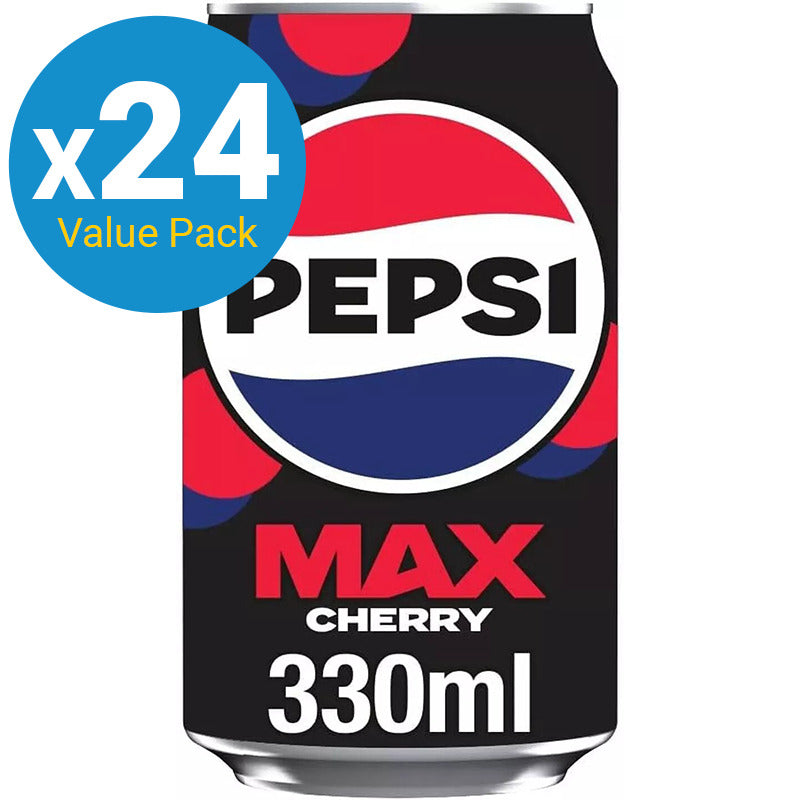 Pepsi Max Cherry No Sugar Cola Can - 330ml (24 Pack)