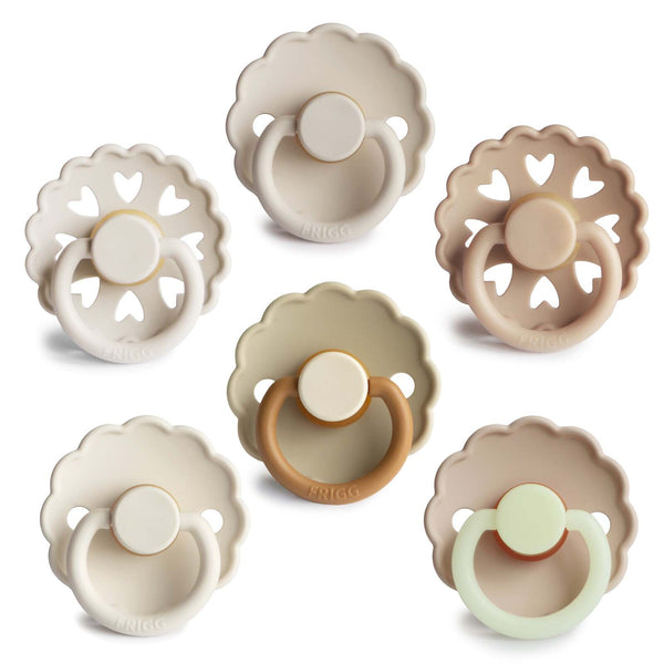 Frigg: Silicone Pacifiers 6 Pack - Cinnamon Charm (0-6 months)