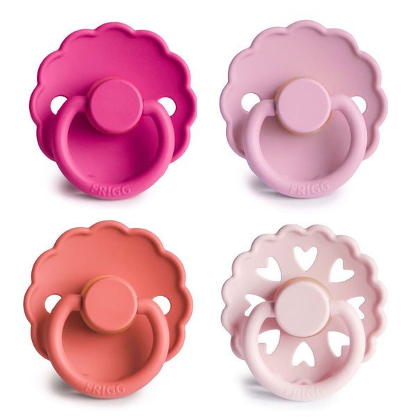 Frigg: Latex Pacifiers 4 Pack - Rosy Romance (0-6 months)