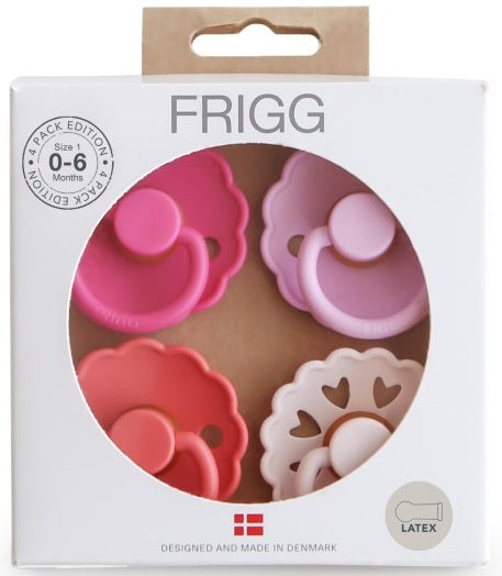 Frigg: Latex Pacifiers 4 Pack - Rosy Romance (0-6 months)