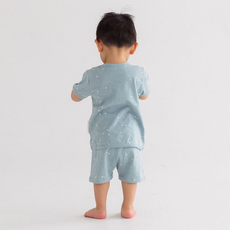 Woolbabe: Merino/Organic Cotton Summer Pyjamas - Tide Stars (1 Year)