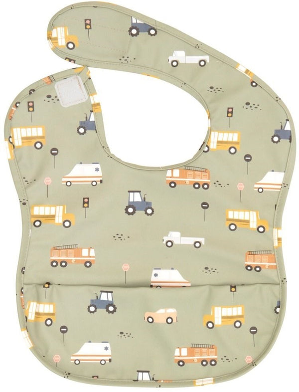 All4Ella: Recycled Pouch Bib - Trucks