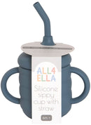 All4Ella: Silicone Sippy Cup With Straw - Slate Blue