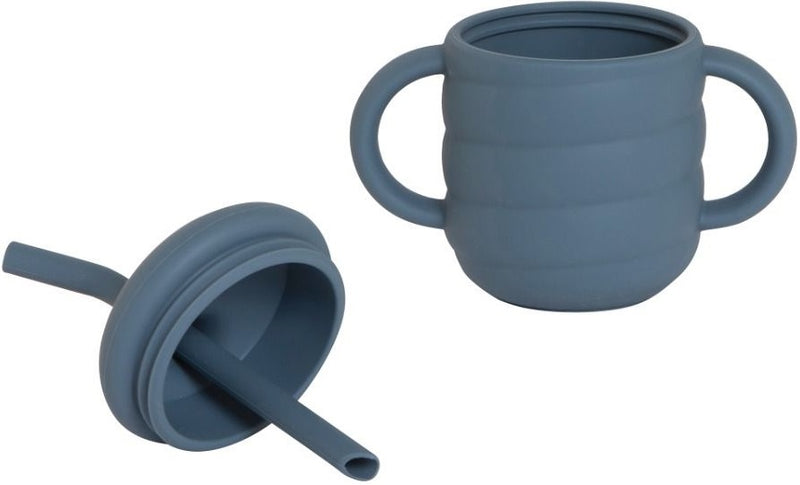 All4Ella: Silicone Sippy Cup With Straw - Slate Blue