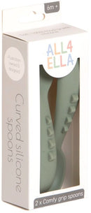 All4Ella: Comfy Grip Silicone Spoons - Sage (2 Pack)