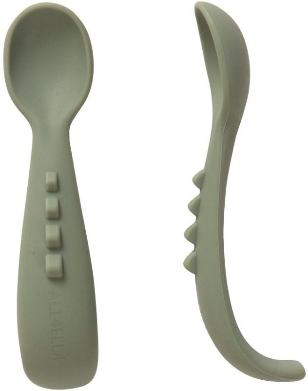 All4Ella: Comfy Grip Silicone Spoons - Sage (2 Pack)