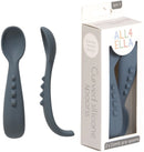 All4Ella: Comfy Grip Silicone Spoons - Slate Blue (2 Pack)