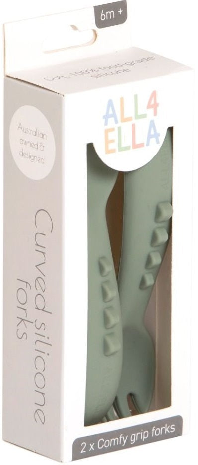 All4Ella: Comfy Grip Silicone Forks - Sage (2 Pack)