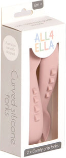 All4Ella: Comfy Grip Silicone Forks - Dusty Pink (2 Pack)