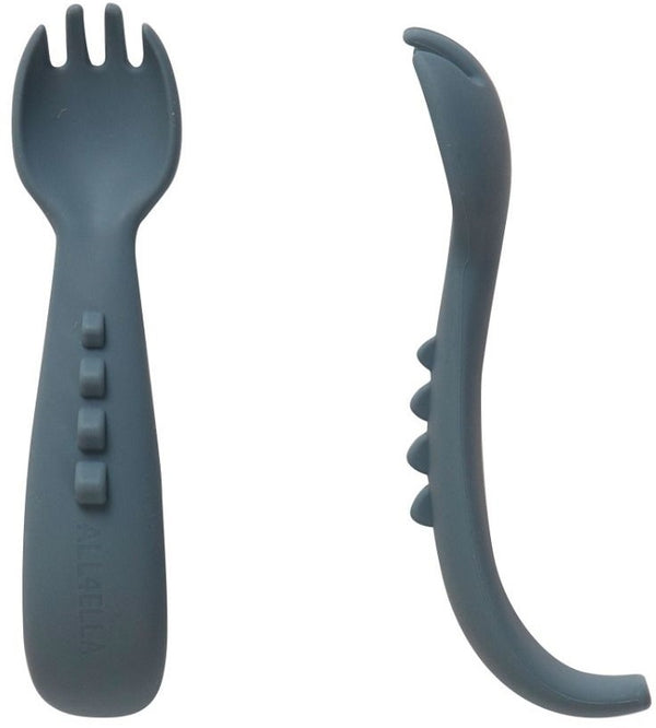 All4Ella: Comfy Grip Silicone Forks - Slate Blue (2 Pack)