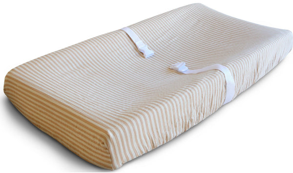 Mushie: Changing Pad Cover - Natural Stripe