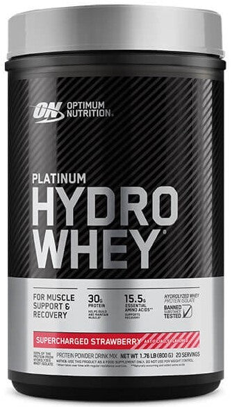 Optimum Nutrition Platinum HydroWhey Protein Powder - Gluten Free - Supercharged Strawberry - 786g / 20 Servings