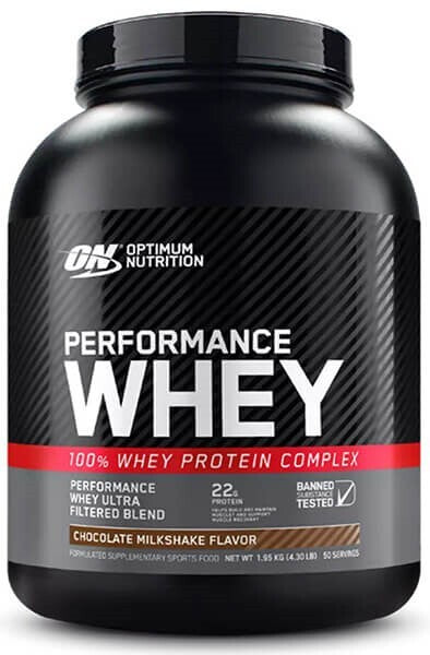 Optimum Nutrition Performance Whey Protein - Gluten Free - Chocolate Milkshake - 1.95kg / 50 Servings