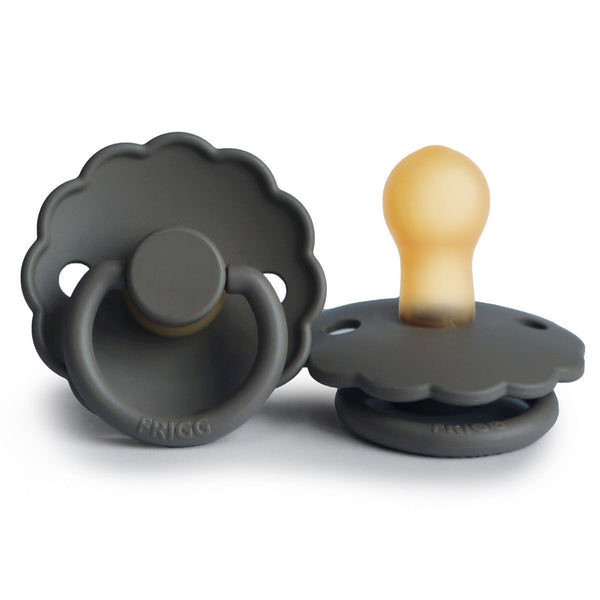 Frigg: Daisy Latex Pacifier 2 Pack - Graphite (0-6 months)