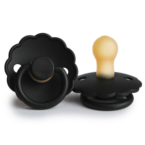 Frigg: Daisy Latex Pacifier 2 Pack - Jet Black (0-6 months)