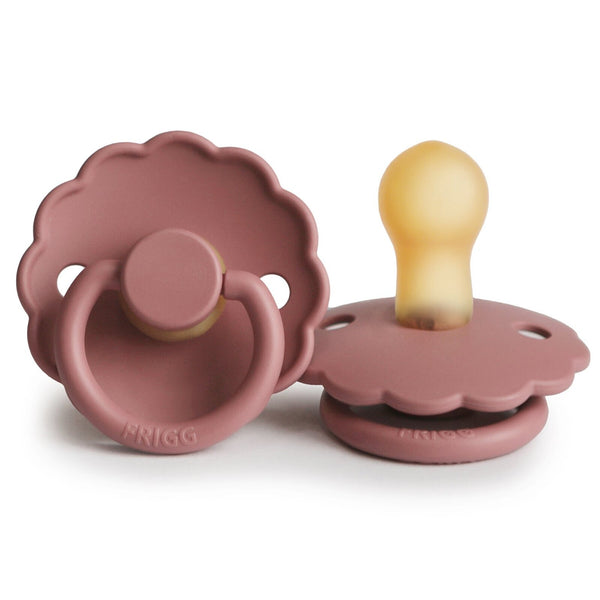 Frigg: Daisy Latex Pacifier 2 Pack - Powder Blush (0-6 months)