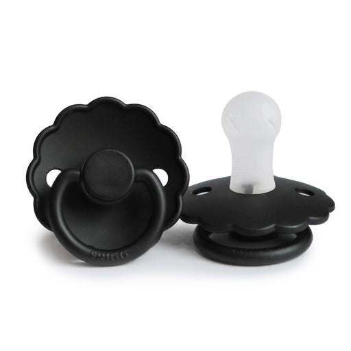 Frigg: Daisy Silicone Pacifier 2 Pack - Jet Black (0-6 months)