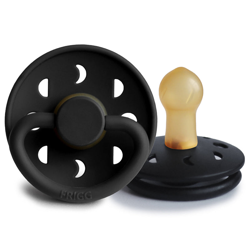 Frigg: Moon Phase Latex Pacifier 2 Pack - Jet Black (0-6 months)