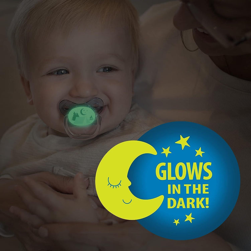 Dr Brown's: PreVent Glow In The Dark Pacifier - Pink/White 2 Pack (6-18 Months) (6-12 Months)