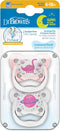 Dr Brown's: PreVent Glow In The Dark Pacifier - Pink/White 2 Pack (6-18 Months) (6-12 Months)