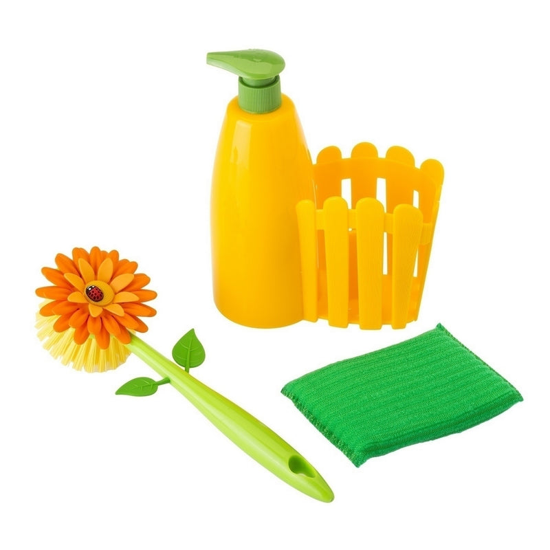 Vigar: Flower Power Sink Caddy Set + Dispenser - Orange (3pc Set)