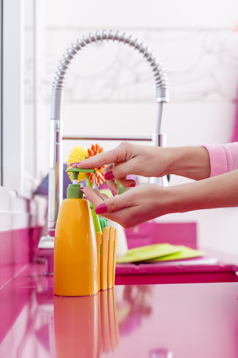 Vigar: Flower Power Sink Caddy Set + Dispenser - Orange (3pc Set)