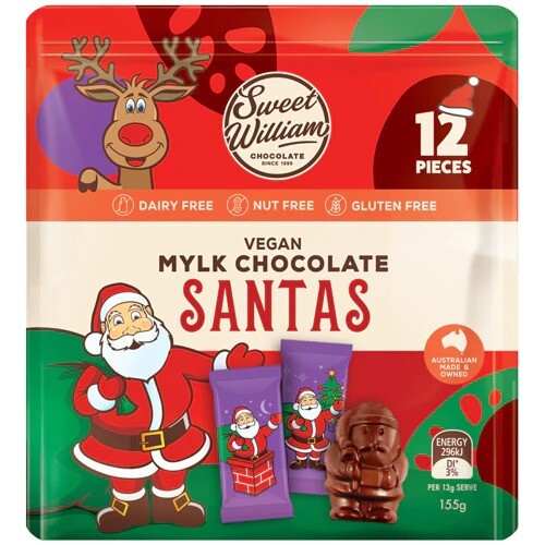 Sweet William Dairy Free Vegan Santa's Mini - 12 Pack (155g)