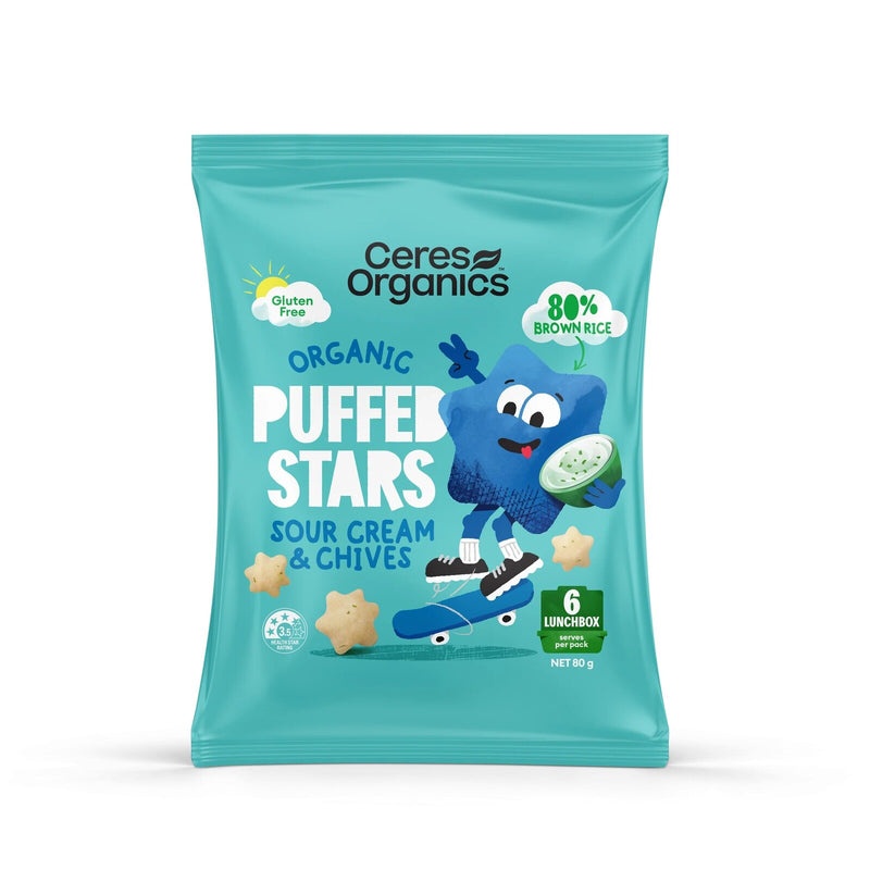 Ceres Organics: Organic Puffed Stars - Sour Cream & Chives 80g (5 Pack)