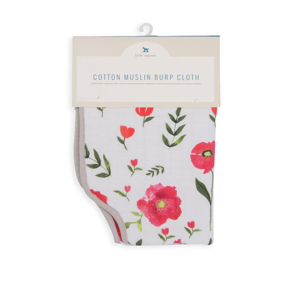 Little Unicorn: Muslin Burp Cloth - Summer Poppy