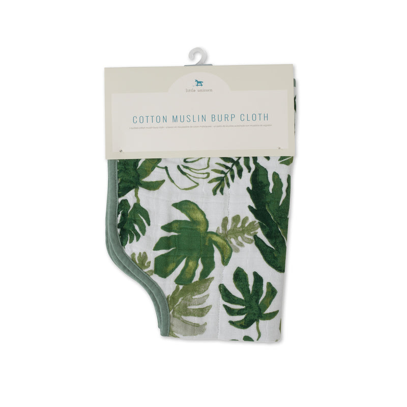 Little Unicorn: Muslin Burp Cloth - Tropical Leaf