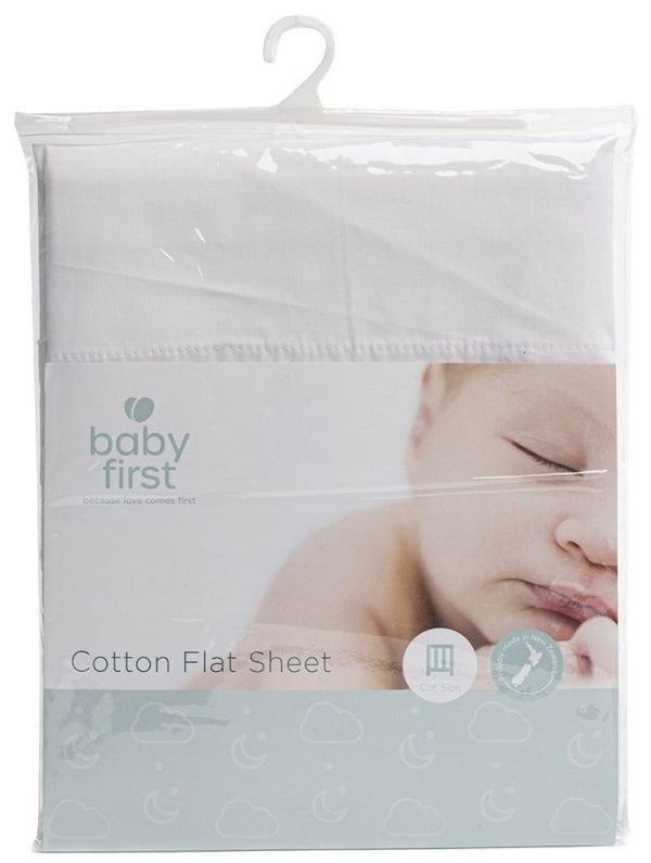 Baby First: Cot Flat Sheet - White