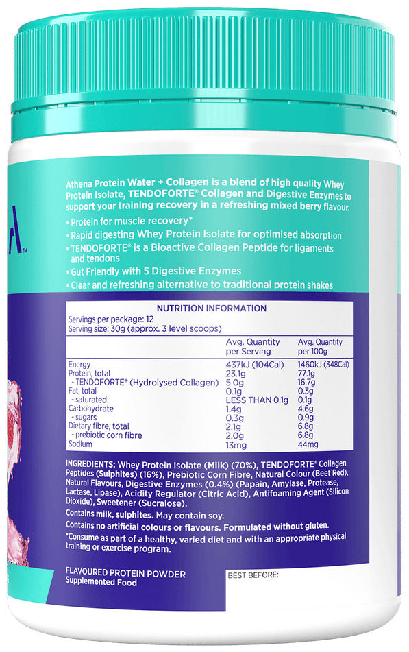 Athena Protein Water + Collagen - Mixed Berry (360g)