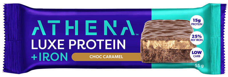 Athena Luxe Protein + Iron Bars - Choc Caramel (55g) x12