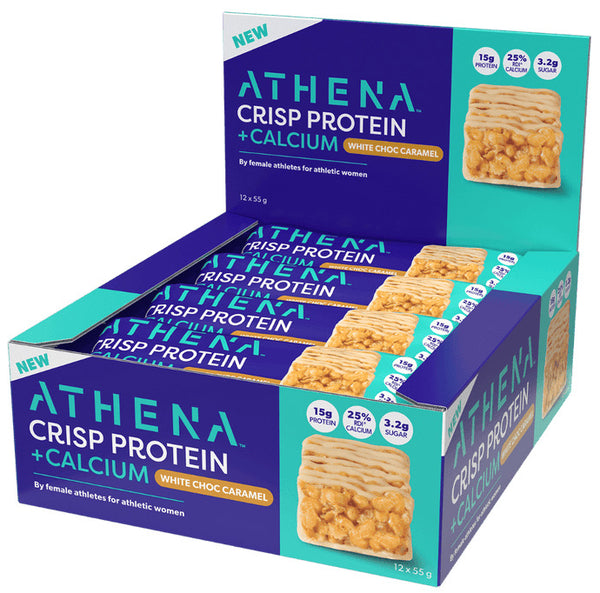 Athena Crisp Protein + Calcium Bars - White Chocolate Caramel (55g) x12