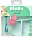 Beaba: Silicone Suction Divided Plate & Spoon - Blue