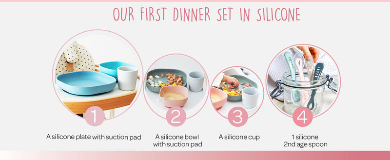 Beaba: Silicone Suction Meal Set - Eucalyptus